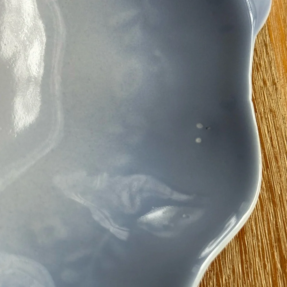 Ombré Blue Ceramic Serving Dish Floral Design